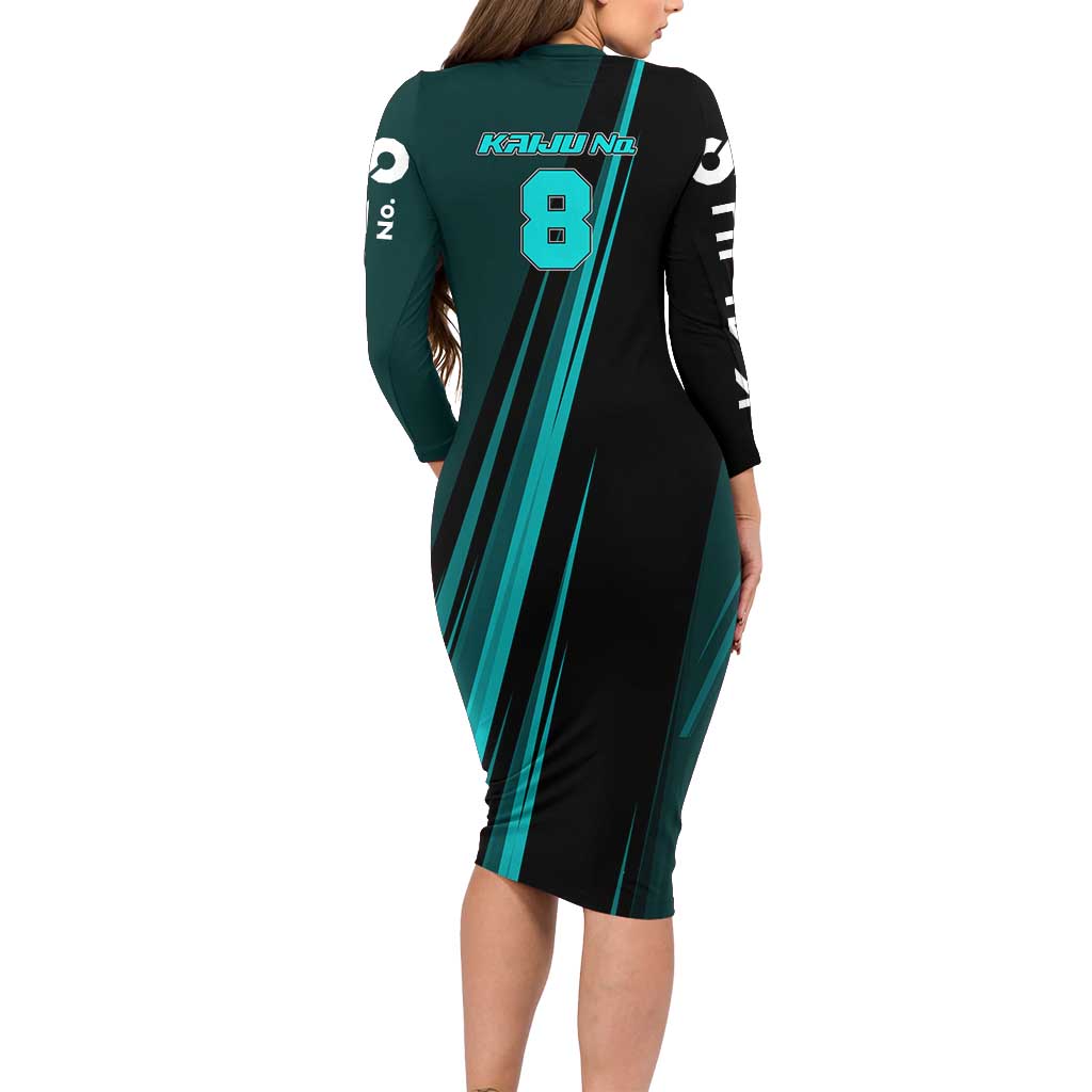 Kaiju No. 8 Monster Form Long Sleeve Bodycon Dress Neon Manga Combat Style