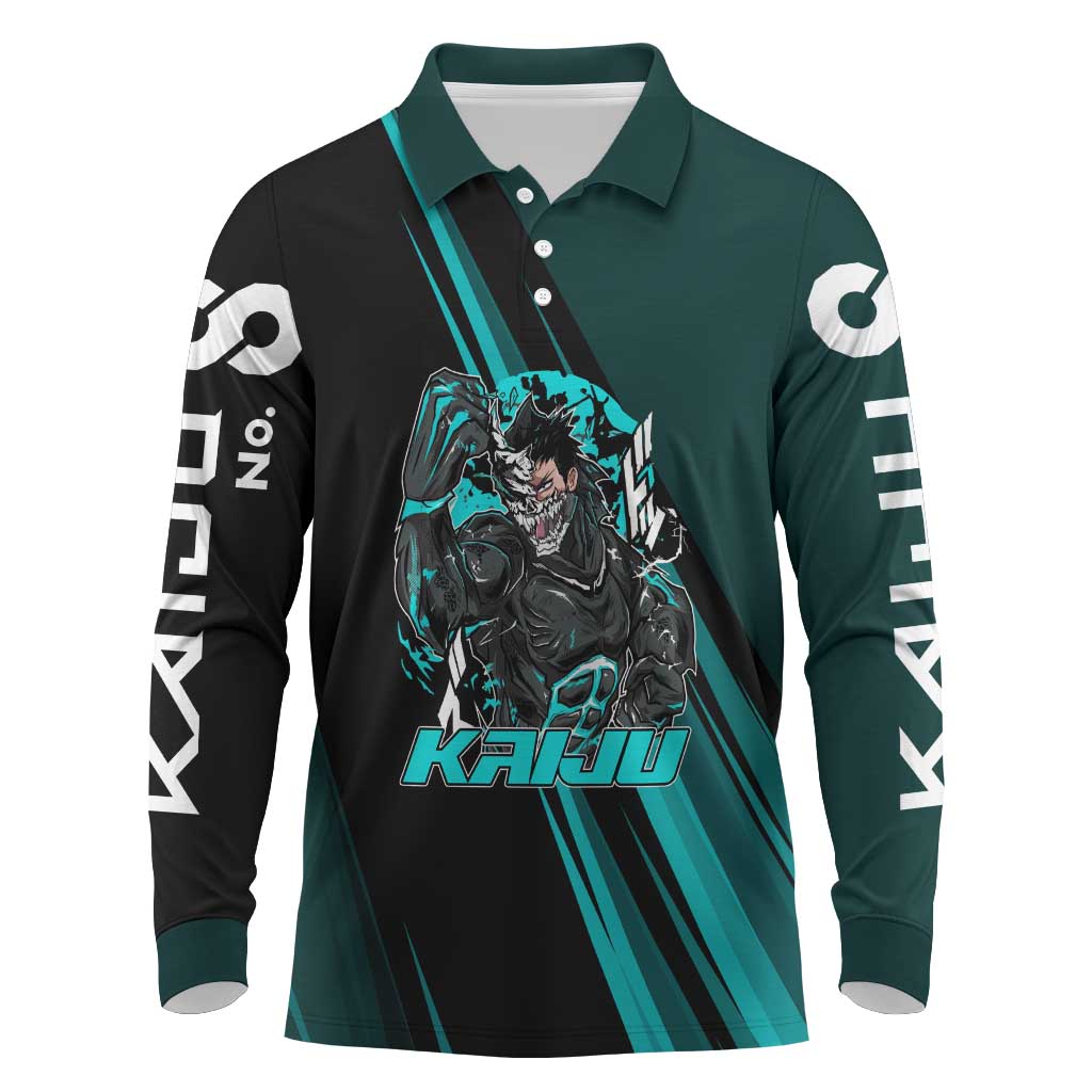 Kaiju No. 8 Monster Form Long Sleeve Polo Shirt Neon Manga Combat Style