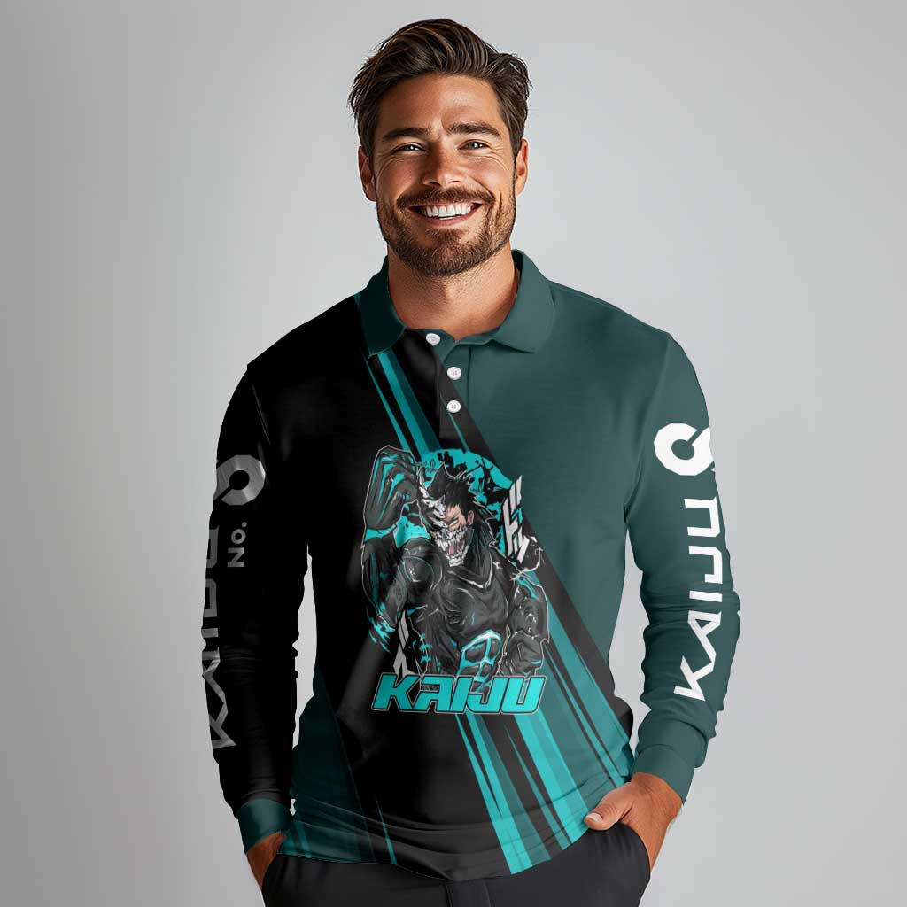 Kaiju No. 8 Monster Form Long Sleeve Polo Shirt Neon Manga Combat Style