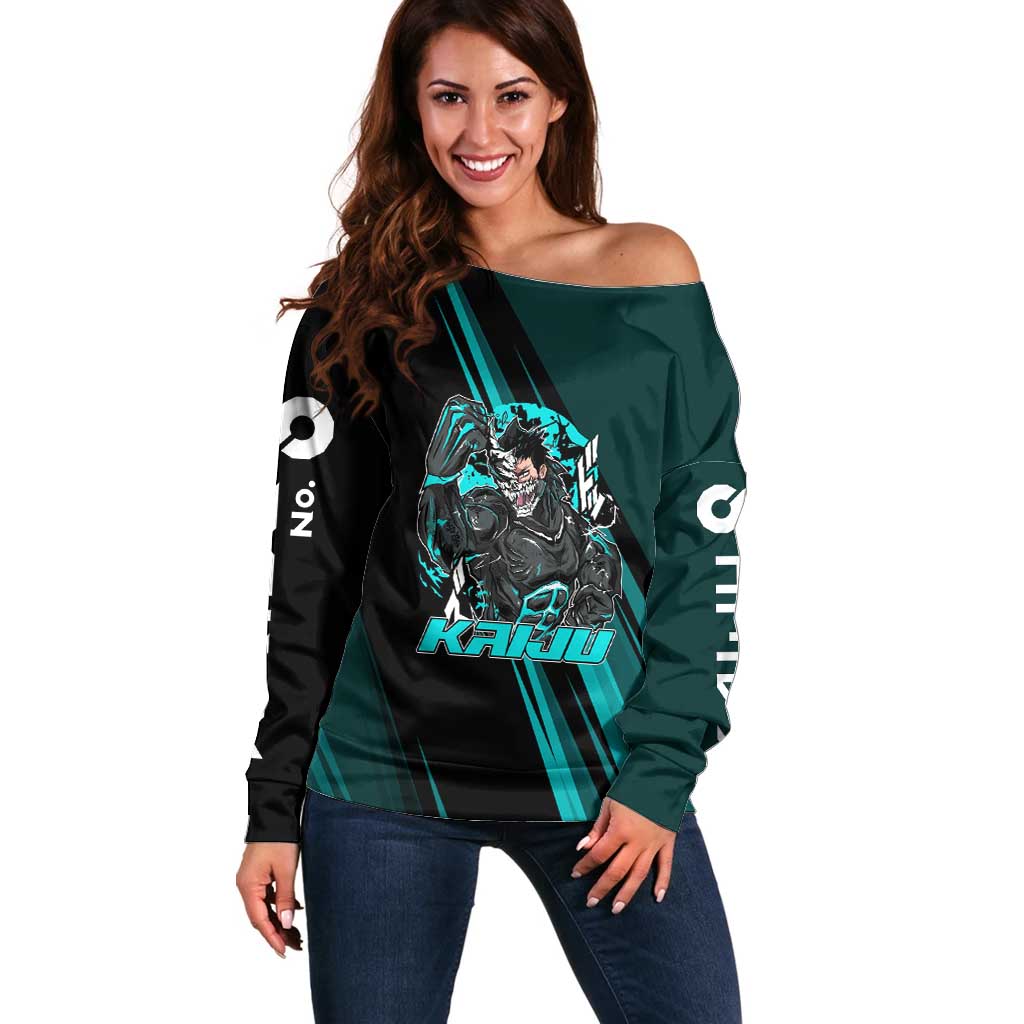 Kaiju No. 8 Monster Form Off Shoulder Sweater Neon Manga Combat Style