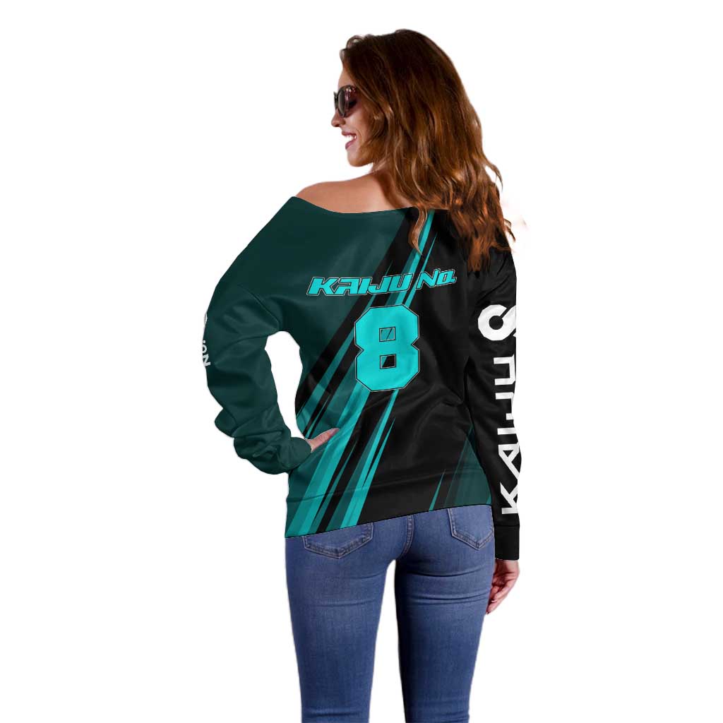 Kaiju No. 8 Monster Form Off Shoulder Sweater Neon Manga Combat Style