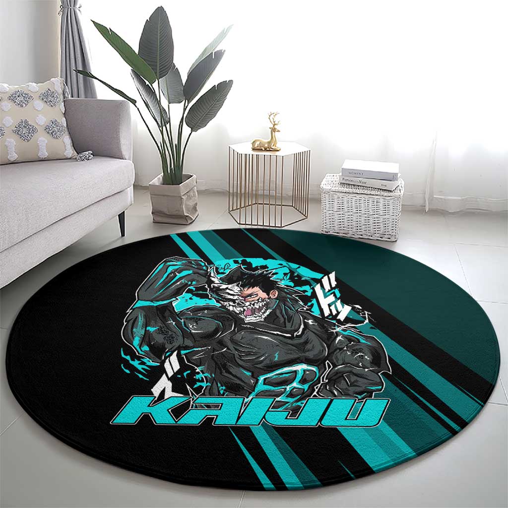 Kaiju No. 8 Monster Form Round Carpet Neon Manga Combat Style