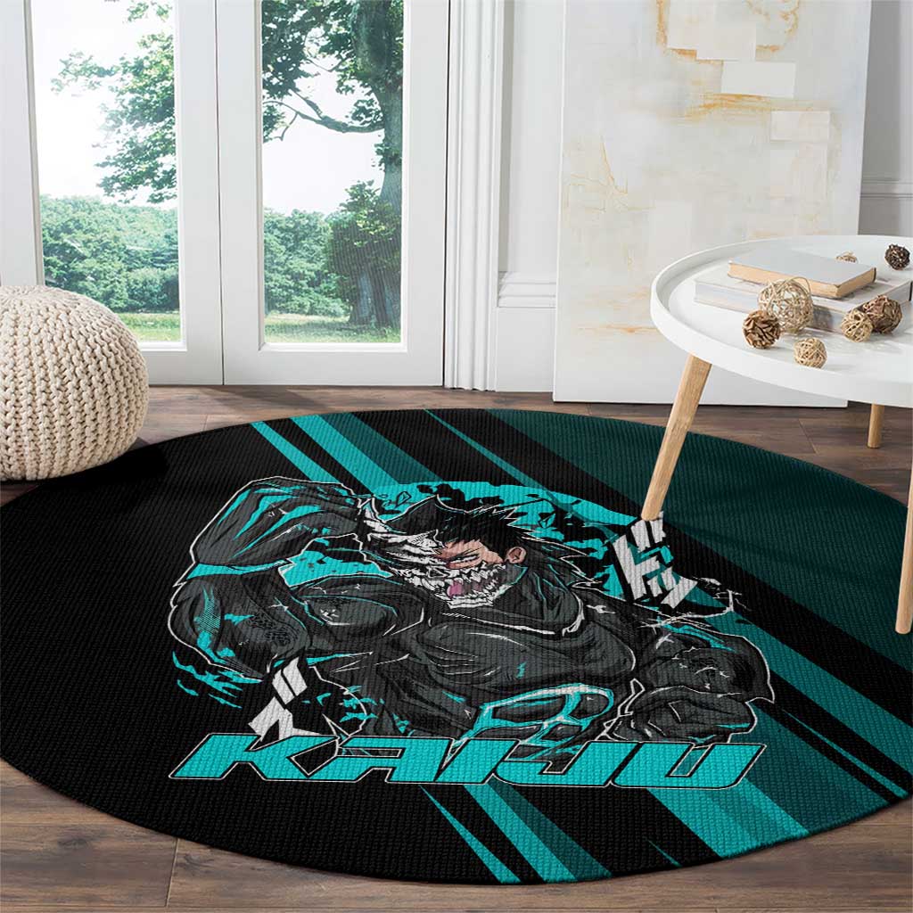 Kaiju No. 8 Monster Form Round Carpet Neon Manga Combat Style