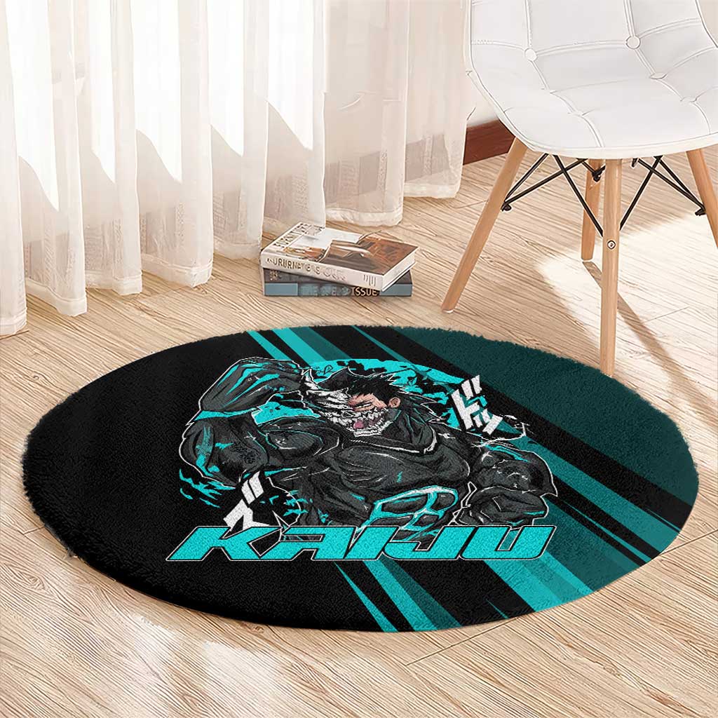 Kaiju No. 8 Monster Form Round Carpet Neon Manga Combat Style