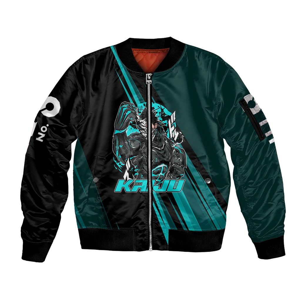 Kaiju No. 8 Monster Form Sleeve Zip Bomber Jacket Neon Manga Combat Style