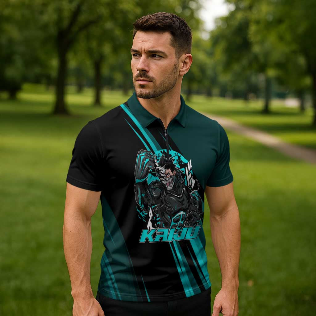 Kaiju No. 8 Monster Form Zipper Polo Shirt Neon Manga Combat Style