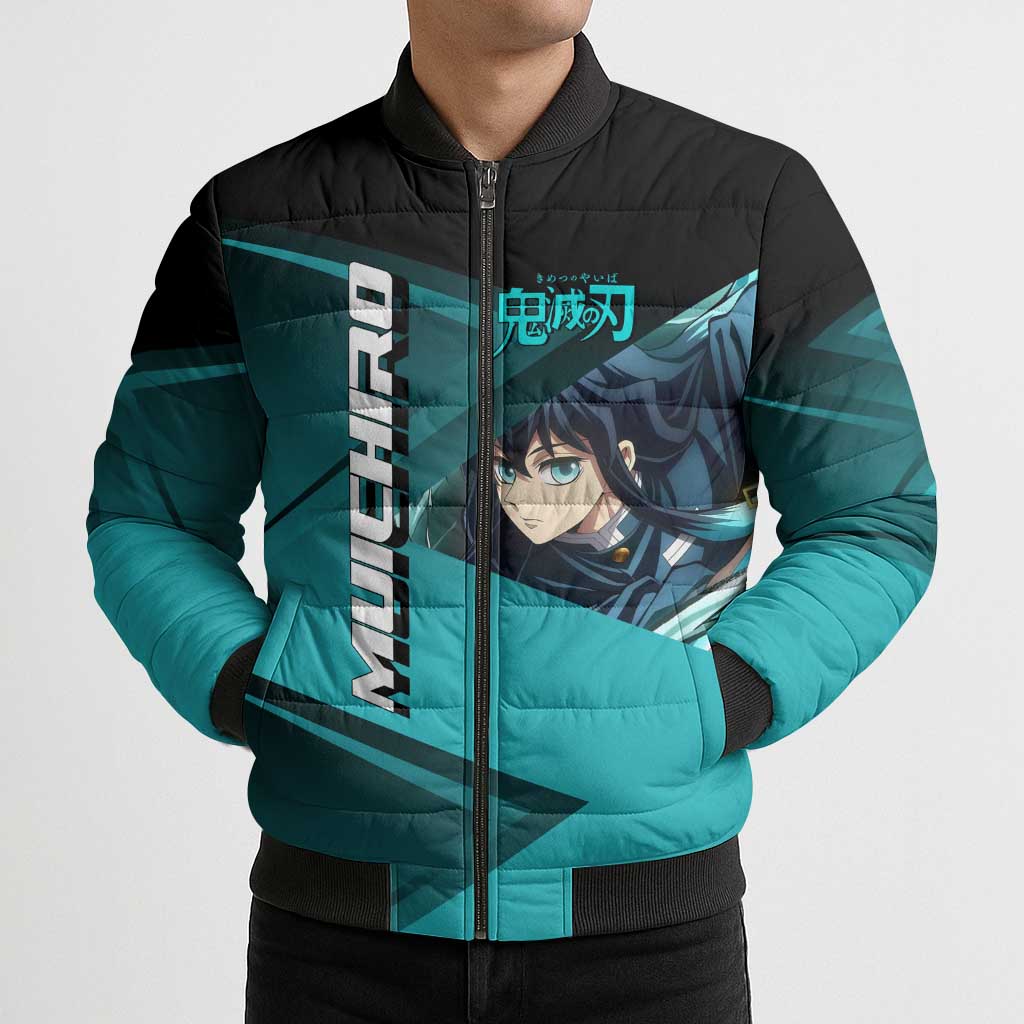 Muichiro Tokito Mist Hashira Bomber Puffer Jacket Sporty Anime Mashup Style