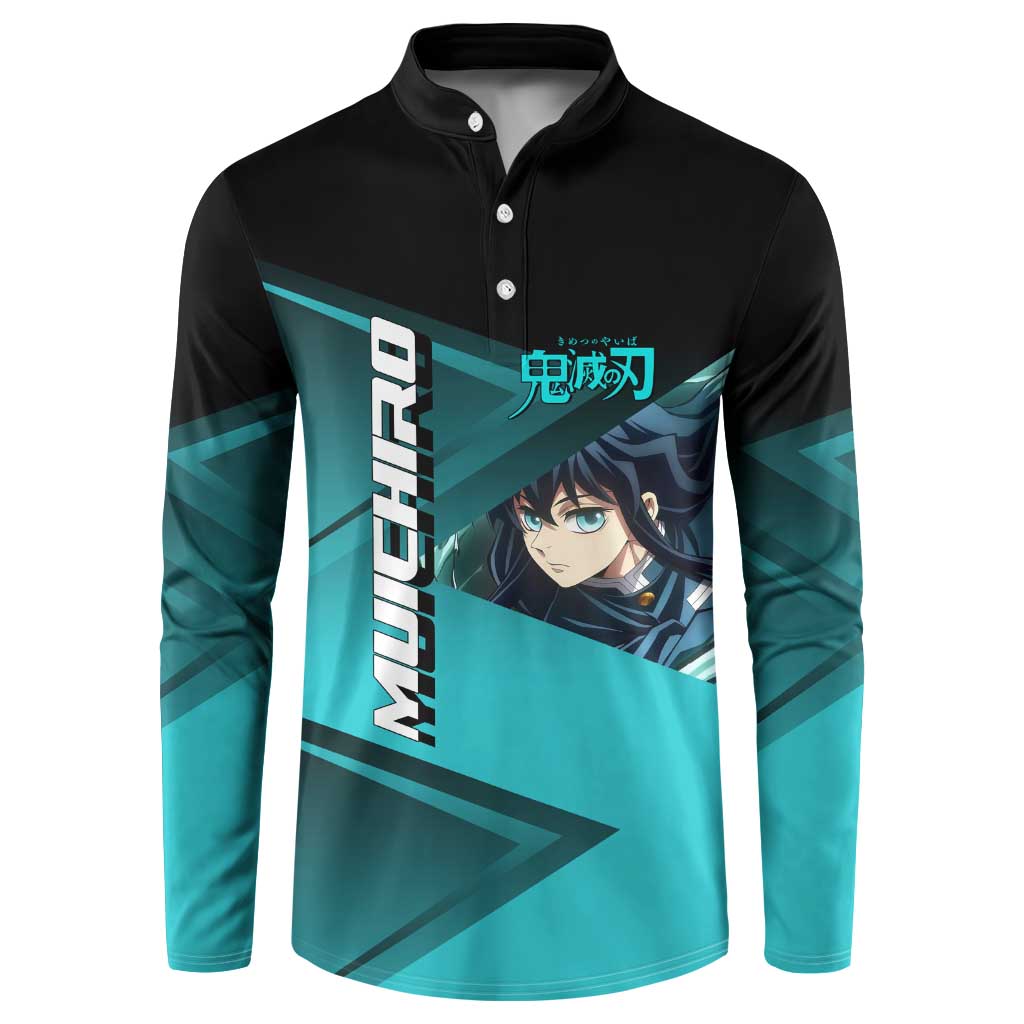 Muichiro Tokito Mist Hashira Button Sweatshirt Sporty Anime Mashup Style