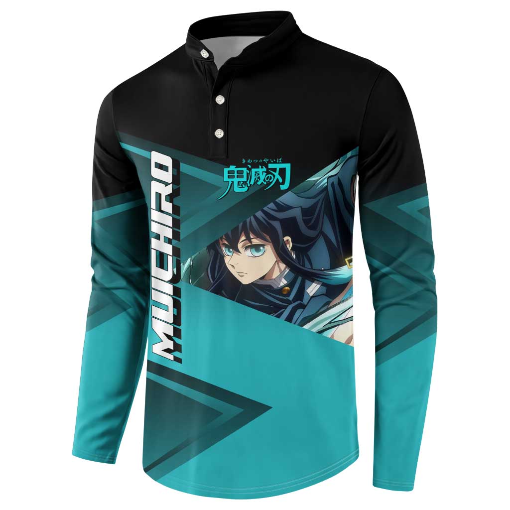 Muichiro Tokito Mist Hashira Button Sweatshirt Sporty Anime Mashup Style