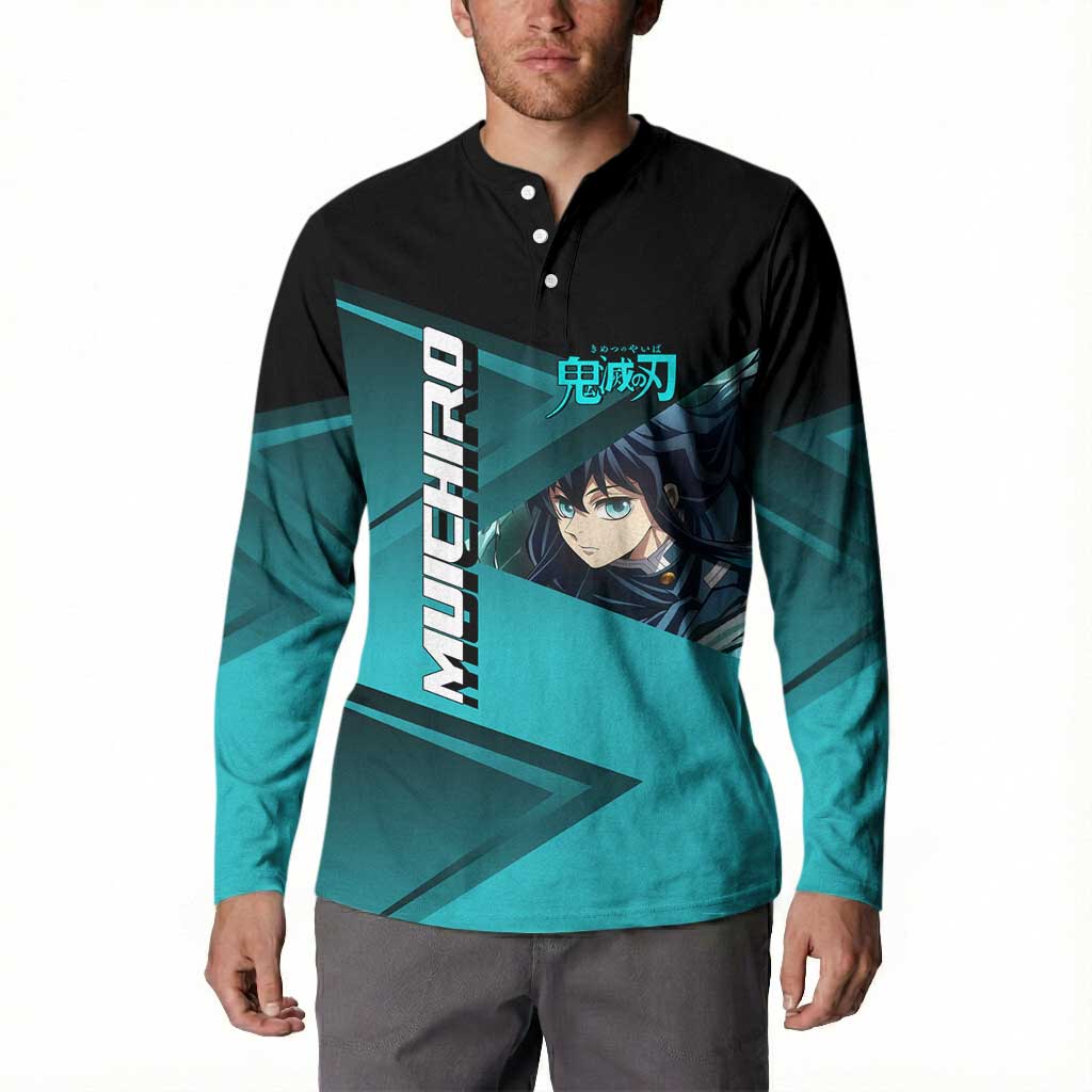 Muichiro Tokito Mist Hashira Button Sweatshirt Sporty Anime Mashup Style