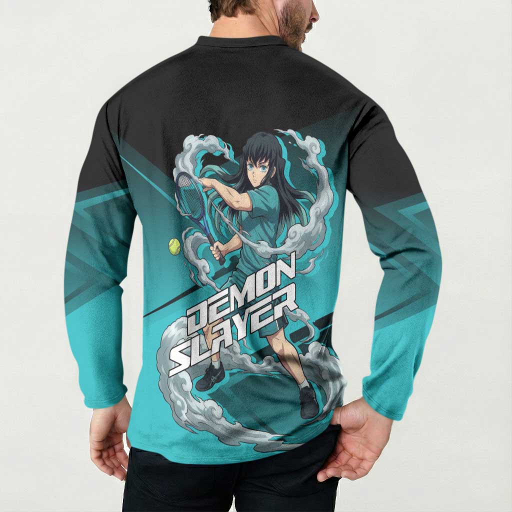 Muichiro Tokito Mist Hashira Button Sweatshirt Sporty Anime Mashup Style