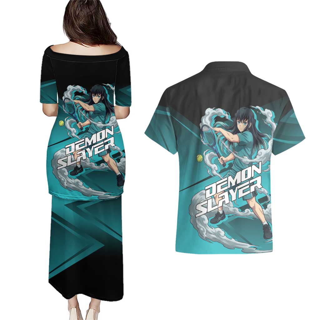 Muichiro Tokito Mist Hashira Couples Matching Puletasi and Hawaiian Shirt Sporty Anime Mashup Style