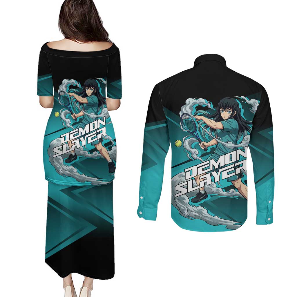 Muichiro Tokito Mist Hashira Couples Matching Puletasi and Long Sleeve Button Shirt Sporty Anime Mashup Style