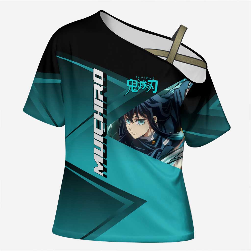 Muichiro Tokito Mist Hashira Cross Shoulder Shirt Sporty Anime Mashup Style