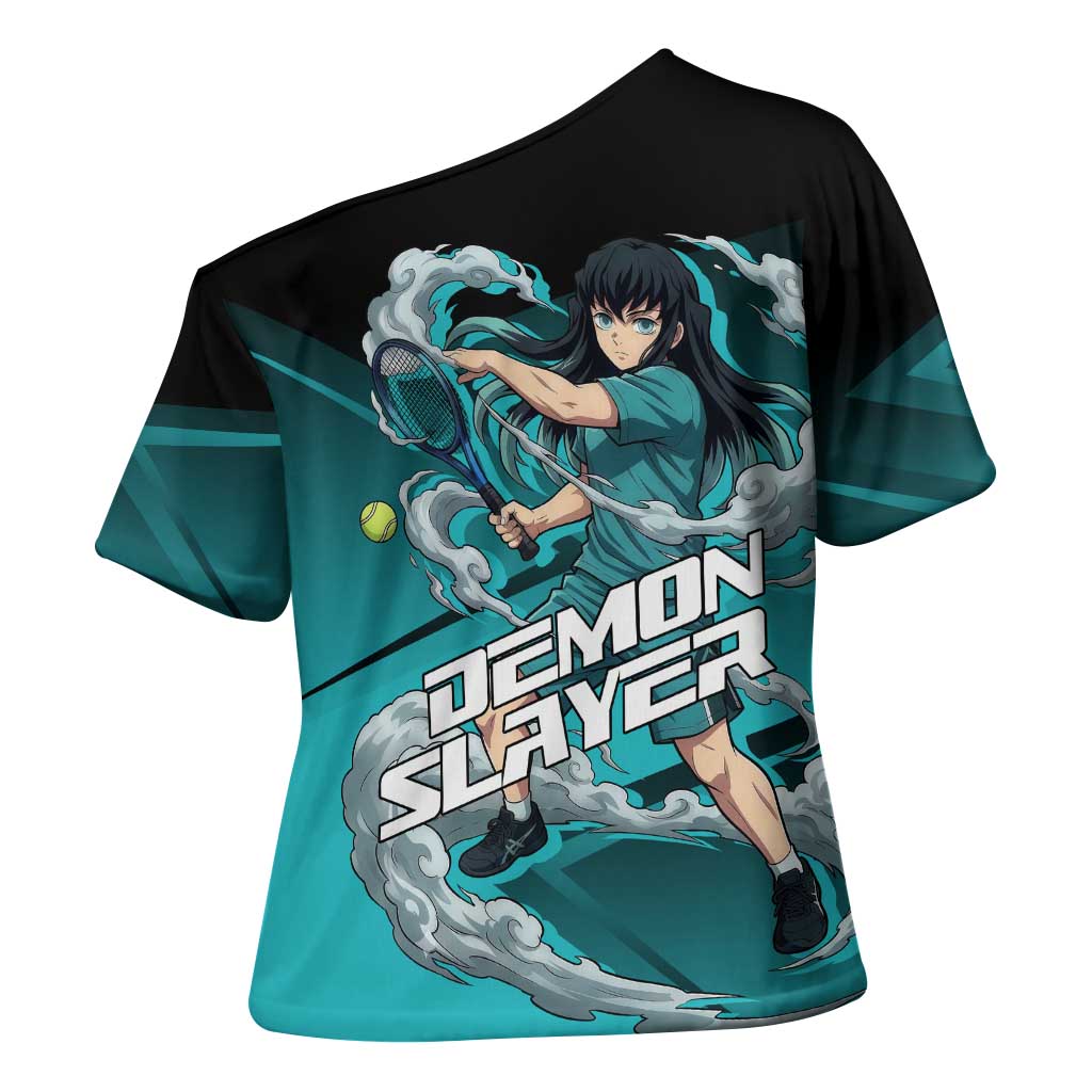 Muichiro Tokito Mist Hashira Cross Shoulder Shirt Sporty Anime Mashup Style