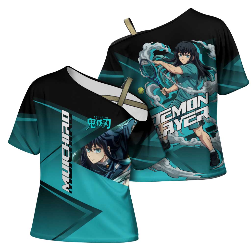 Muichiro Tokito Mist Hashira Cross Shoulder Shirt Sporty Anime Mashup Style
