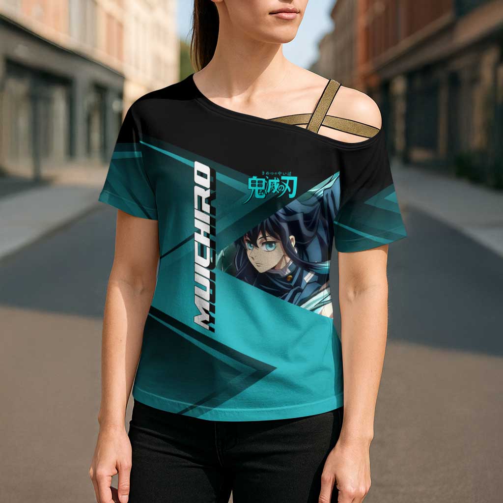 Muichiro Tokito Mist Hashira Cross Shoulder Shirt Sporty Anime Mashup Style