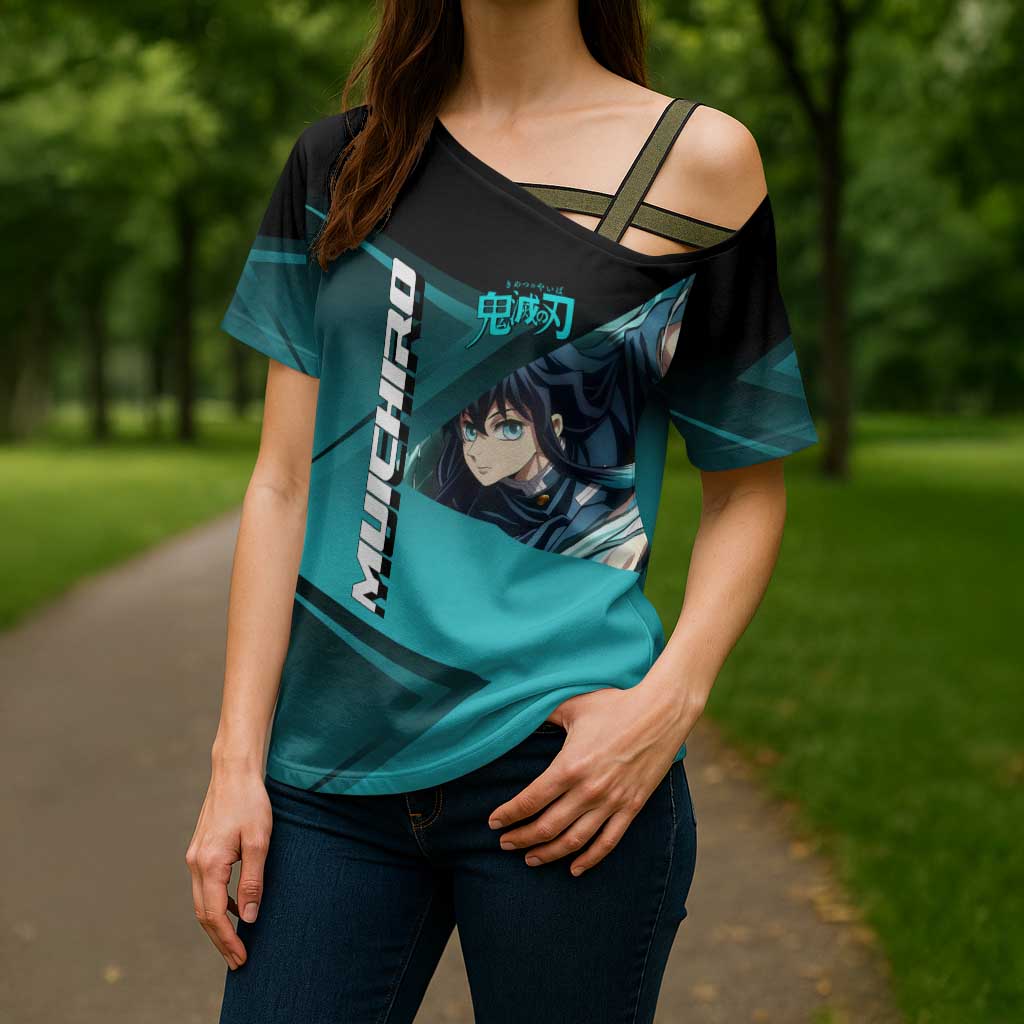 Muichiro Tokito Mist Hashira Cross Shoulder Shirt Sporty Anime Mashup Style