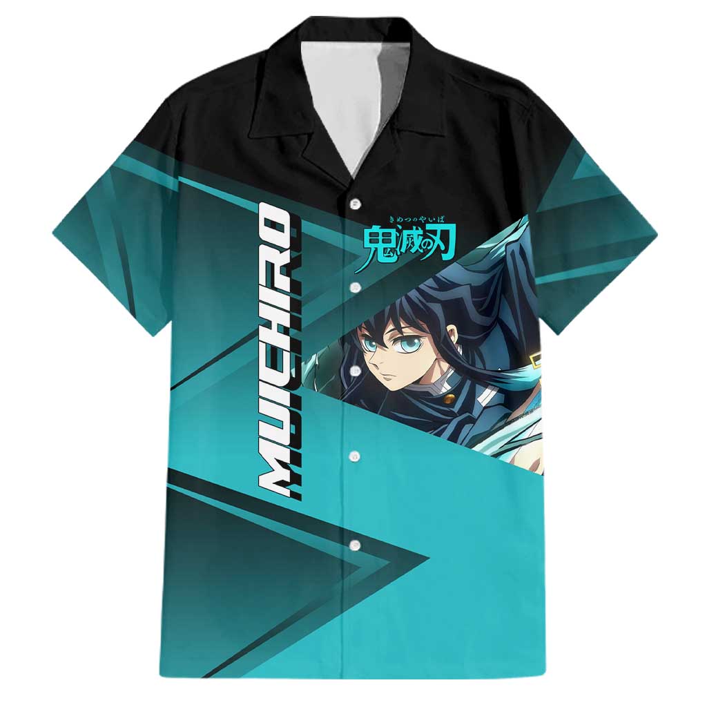 Muichiro Tokito Mist Hashira Family Matching Off The Shoulder Long Sleeve Dress and Hawaiian Shirt Sporty Anime Mashup Style
