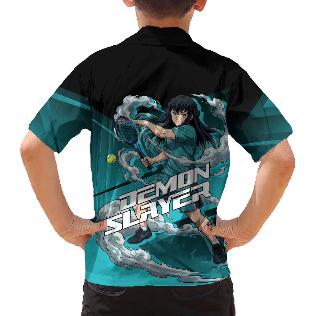 Muichiro Tokito Mist Hashira Family Matching Summer Maxi Dress and Hawaiian Shirt Sporty Anime Mashup Style