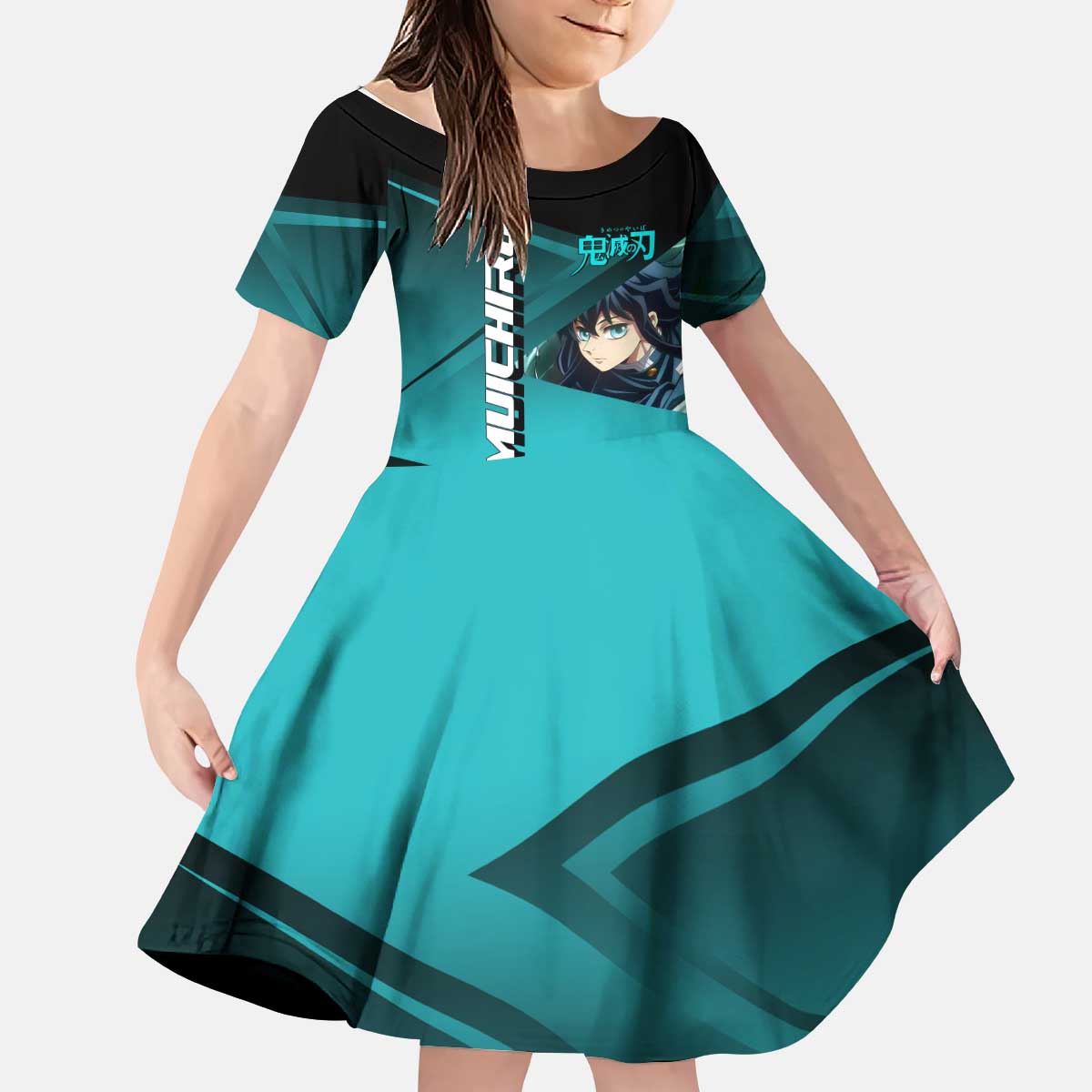 Muichiro Tokito Mist Hashira Kid Short Sleeve Dress Sporty Anime Mashup Style