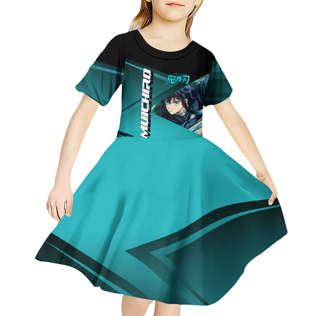 Muichiro Tokito Mist Hashira Kid Short Sleeve Dress Sporty Anime Mashup Style