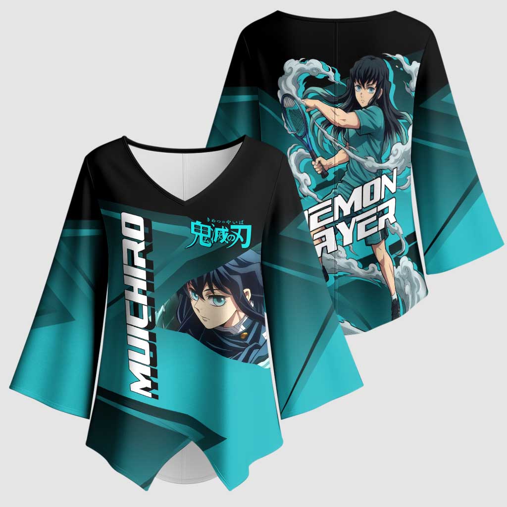 Muichiro Tokito Mist Hashira Kimono Sleeve Blouse Sporty Anime Mashup Style
