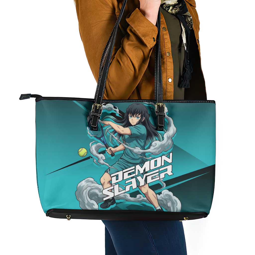 Muichiro Tokito Mist Hashira Leather Tote Bag Sporty Anime Mashup Style