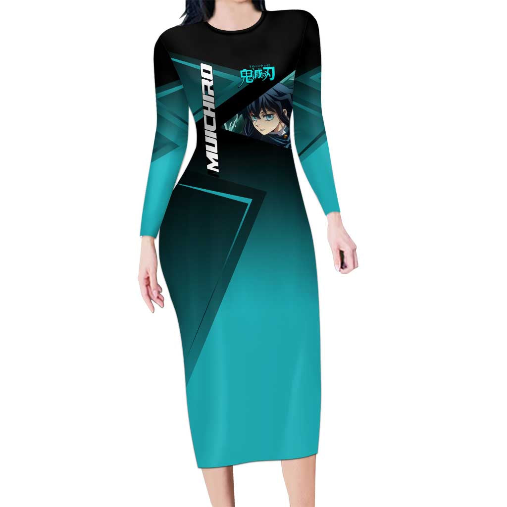 Muichiro Tokito Mist Hashira Long Sleeve Bodycon Dress Sporty Anime Mashup Style