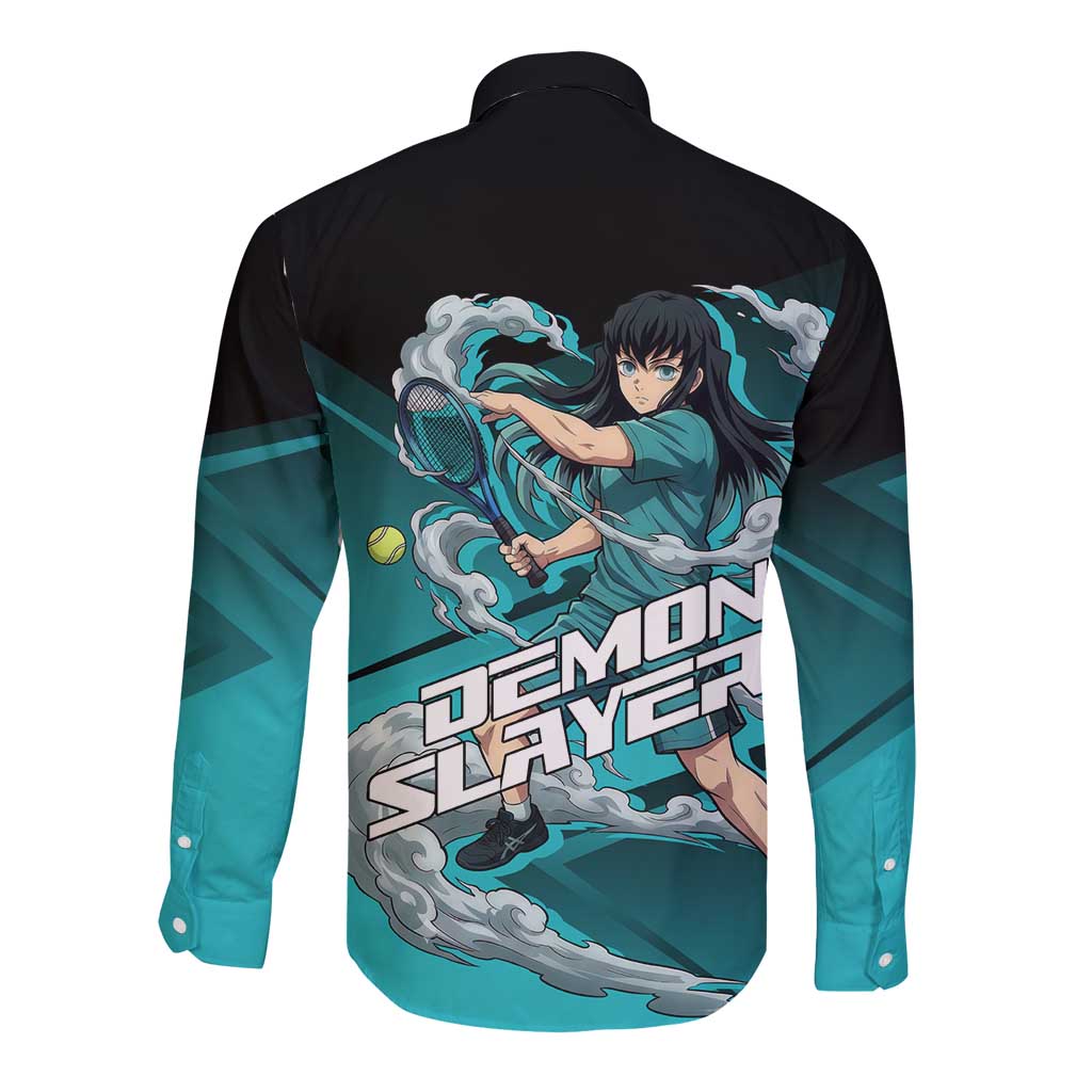 Muichiro Tokito Mist Hashira Long Sleeve Button Shirt Sporty Anime Mashup Style