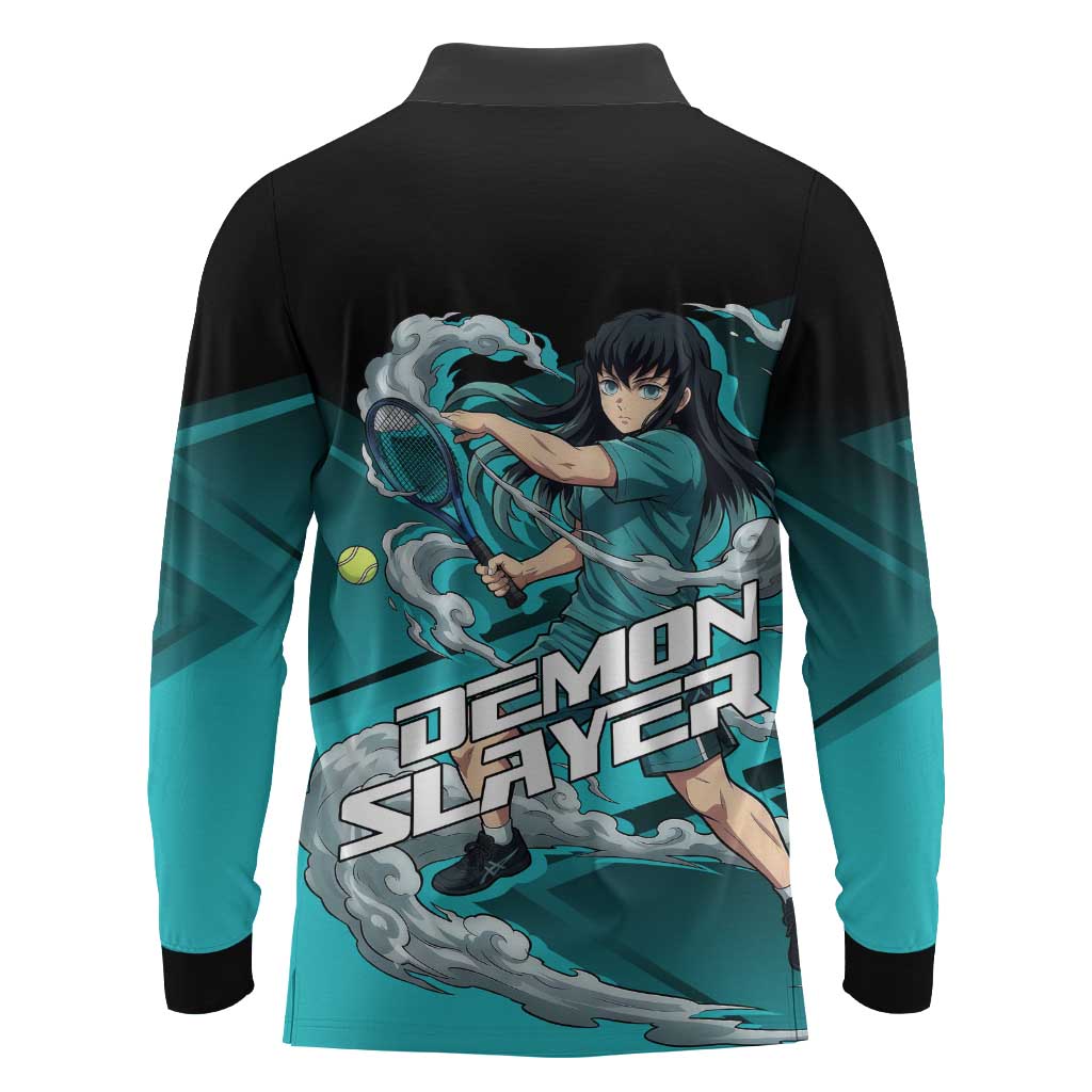 Muichiro Tokito Mist Hashira Long Sleeve Polo Shirt Sporty Anime Mashup Style