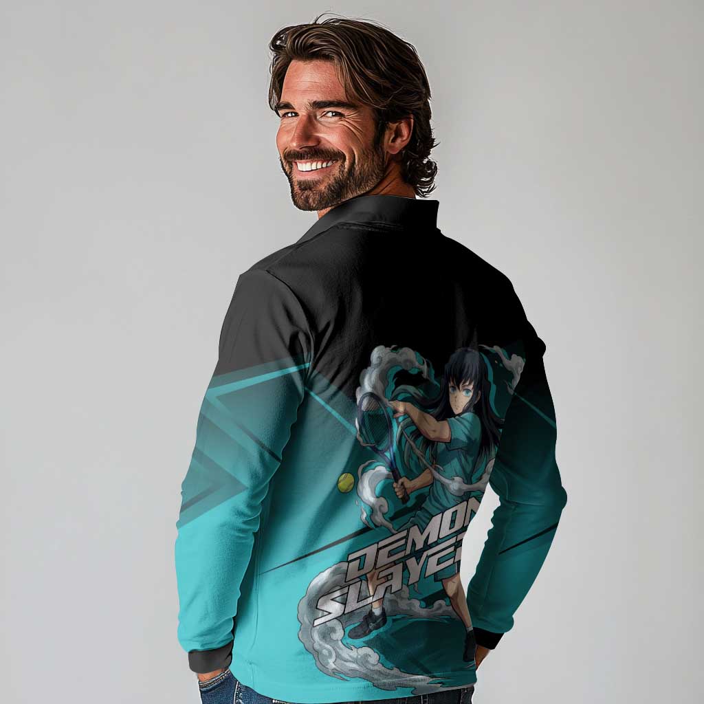 Muichiro Tokito Mist Hashira Long Sleeve Polo Shirt Sporty Anime Mashup Style