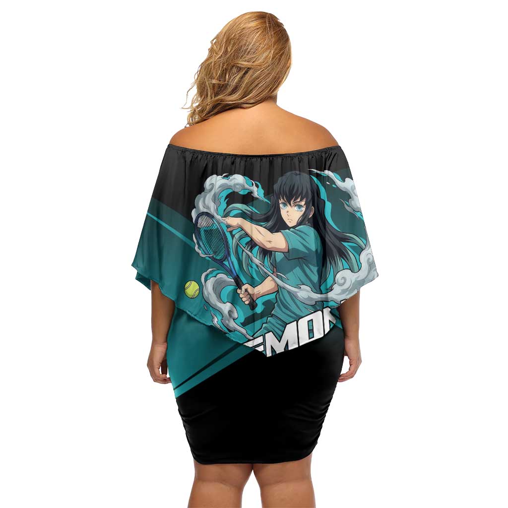 Muichiro Tokito Mist Hashira Off Shoulder Short Dress Sporty Anime Mashup Style