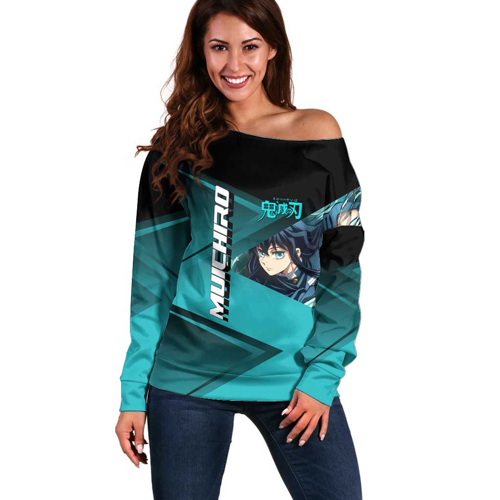 Muichiro Tokito Mist Hashira Off Shoulder Sweater Sporty Anime Mashup Style