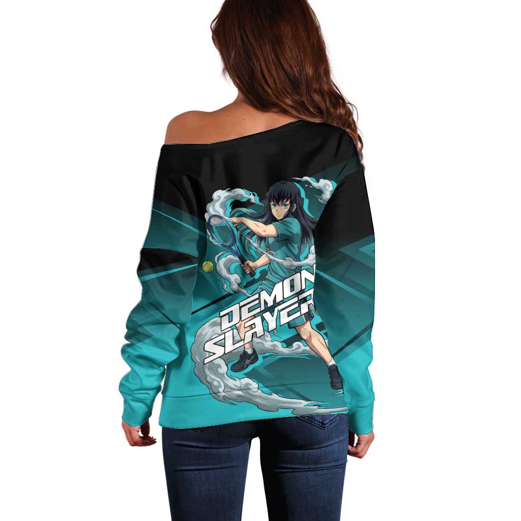 Muichiro Tokito Mist Hashira Off Shoulder Sweater Sporty Anime Mashup Style