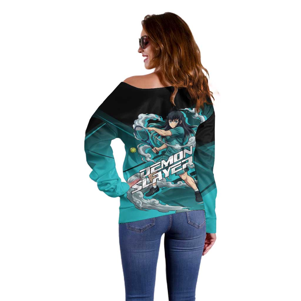 Muichiro Tokito Mist Hashira Off Shoulder Sweater Sporty Anime Mashup Style