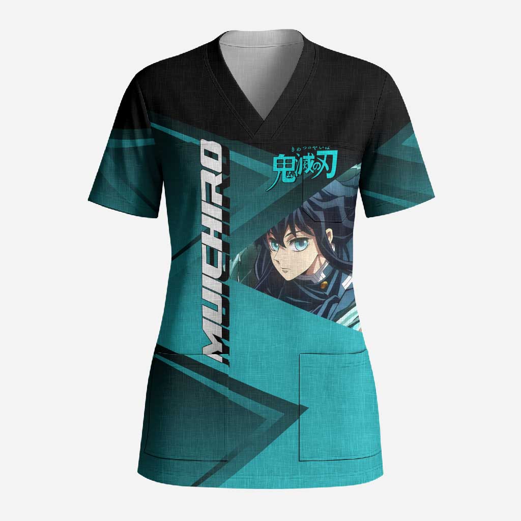 Muichiro Tokito Mist Hashira Scrub Top Sporty Anime Mashup Style