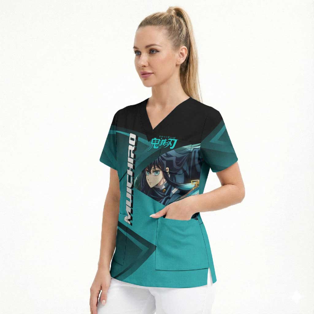 Muichiro Tokito Mist Hashira Scrub Top Sporty Anime Mashup Style