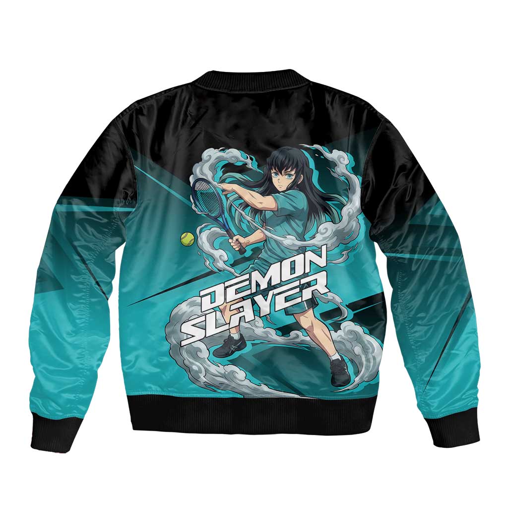 Muichiro Tokito Mist Hashira Sleeve Zip Bomber Jacket Sporty Anime Mashup Style