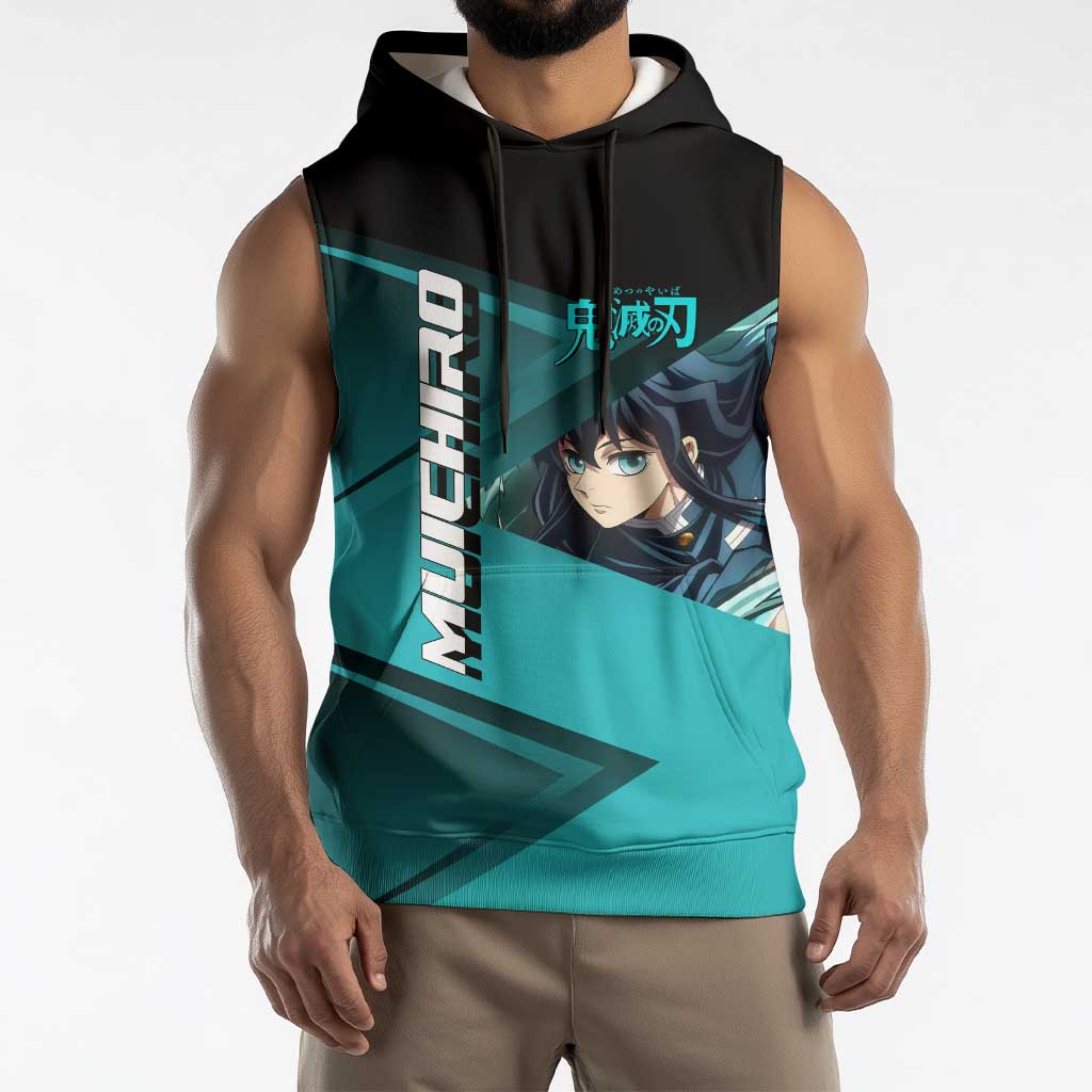 Muichiro Tokito Mist Hashira Sleeveless Hoodie Sporty Anime Mashup Style