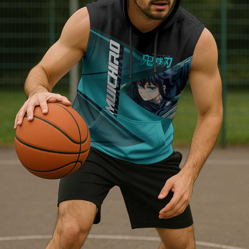 Muichiro Tokito Mist Hashira Sleeveless Hoodie Sporty Anime Mashup Style