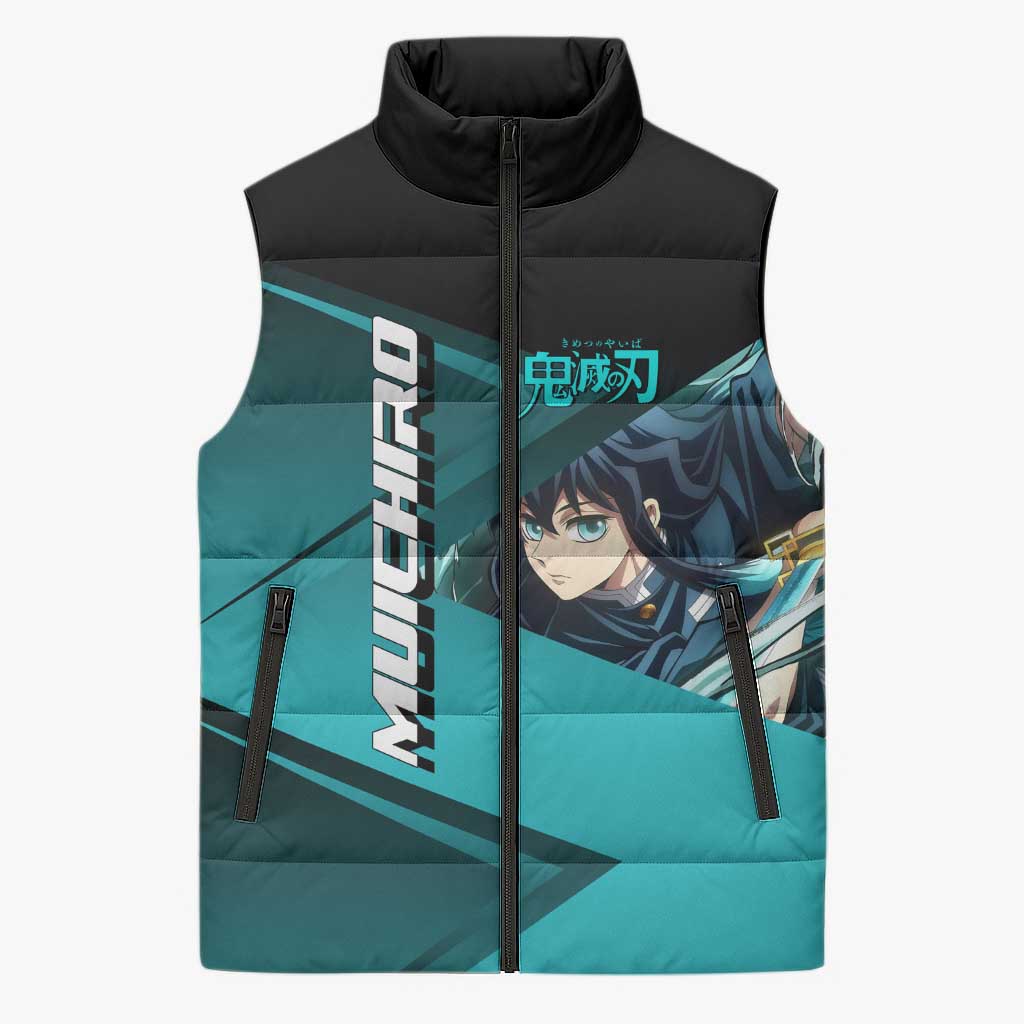 Muichiro Tokito Mist Hashira Sleeveless Puffer Jacket Sporty Anime Mashup Style