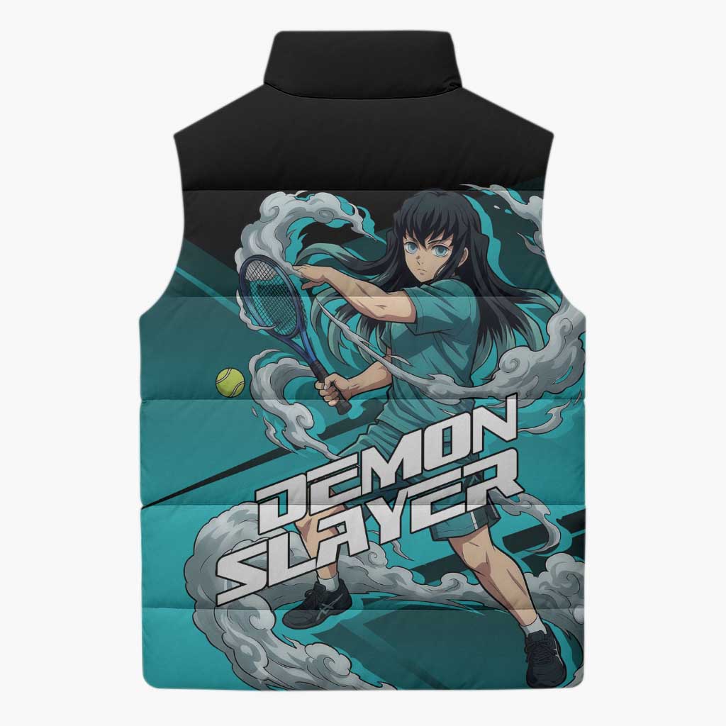 Muichiro Tokito Mist Hashira Sleeveless Puffer Jacket Sporty Anime Mashup Style