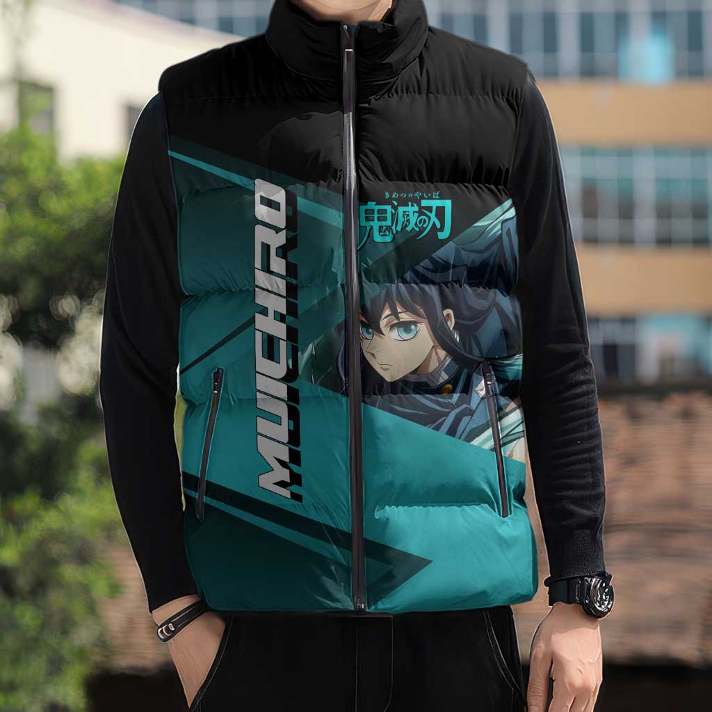 Muichiro Tokito Mist Hashira Sleeveless Puffer Jacket Sporty Anime Mashup Style