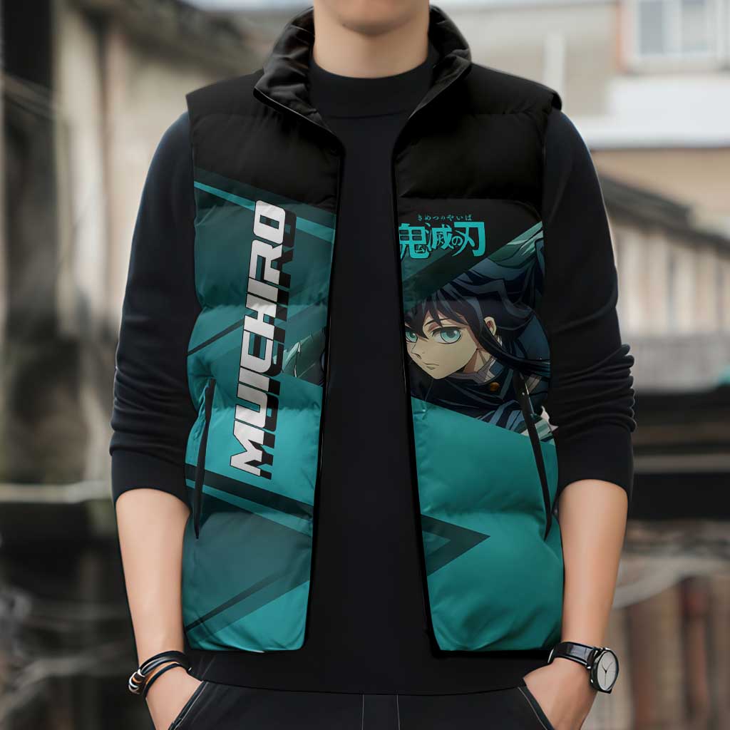 Muichiro Tokito Mist Hashira Sleeveless Puffer Jacket Sporty Anime Mashup Style