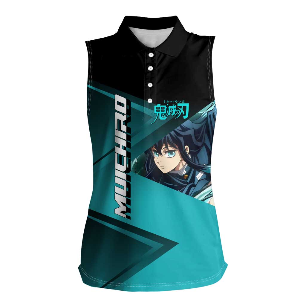 Muichiro Tokito Mist Hashira Women Sleeveless Polo Shirt Sporty Anime Mashup Style