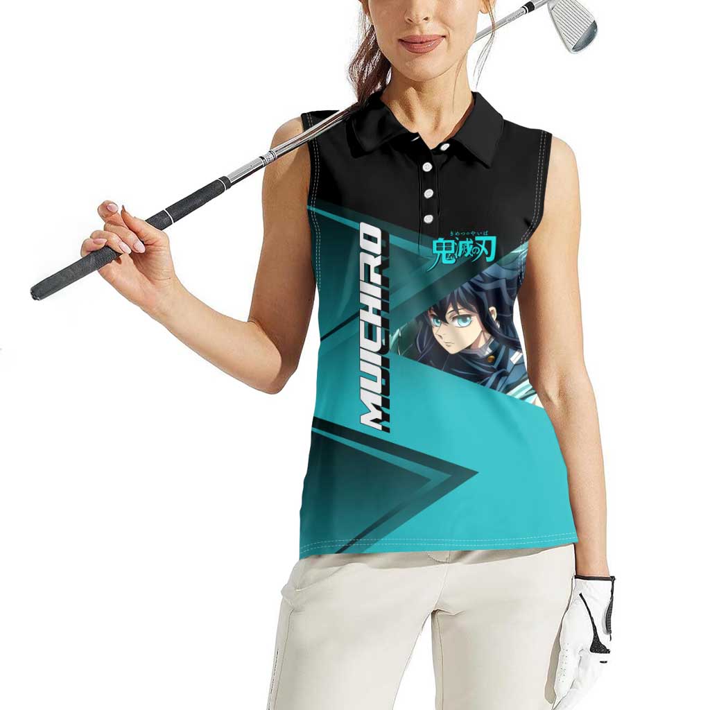 Muichiro Tokito Mist Hashira Women Sleeveless Polo Shirt Sporty Anime Mashup Style