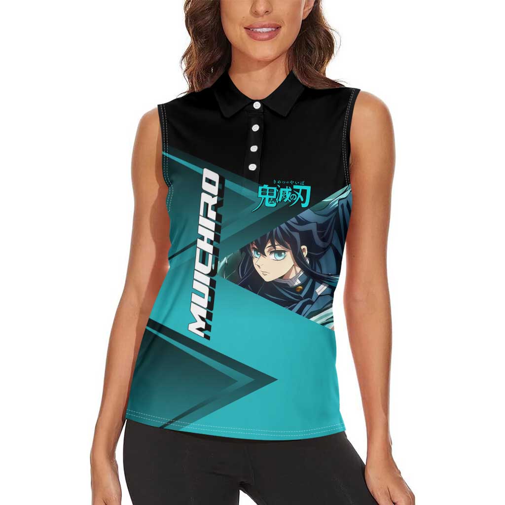 Muichiro Tokito Mist Hashira Women Sleeveless Polo Shirt Sporty Anime Mashup Style