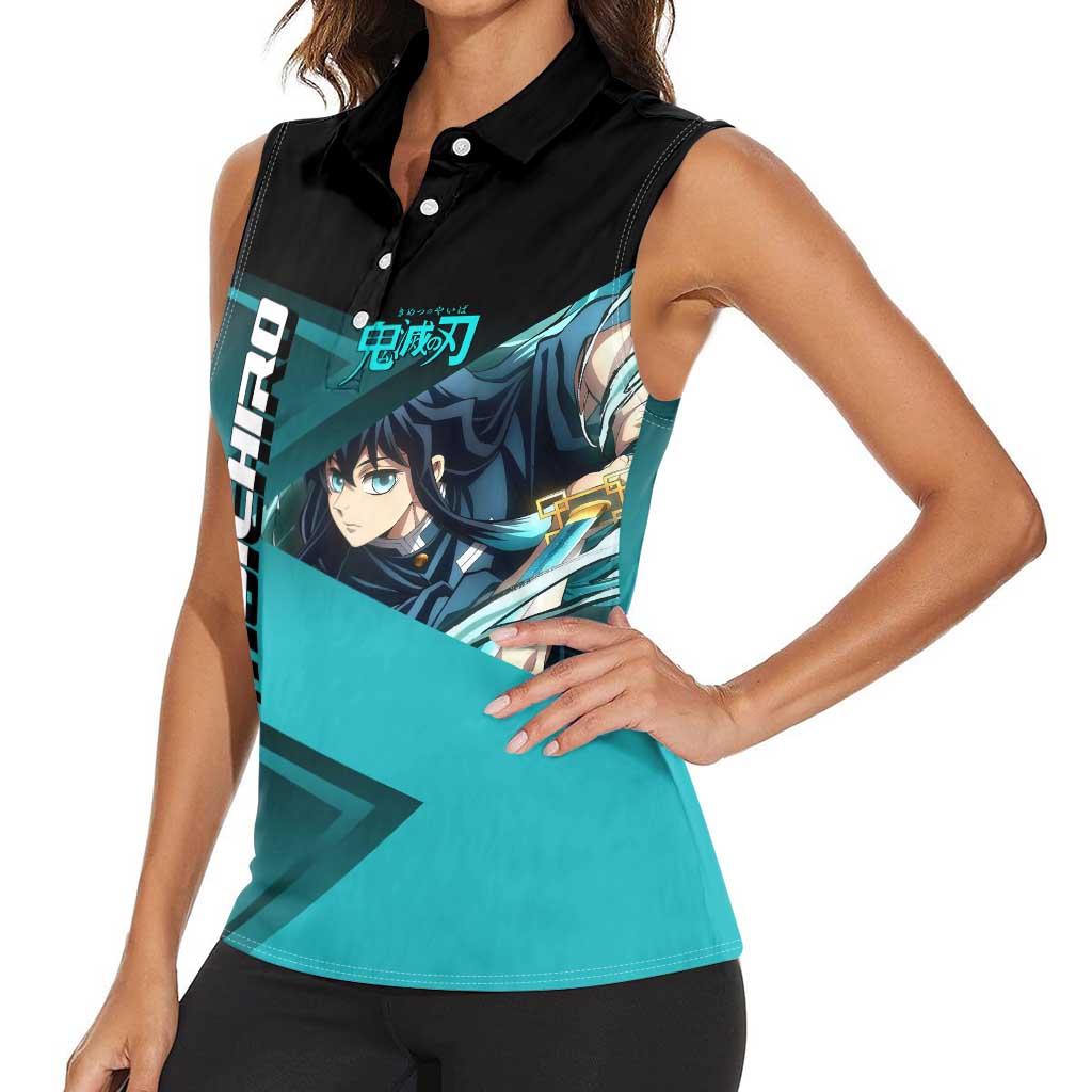 Muichiro Tokito Mist Hashira Women Sleeveless Polo Shirt Sporty Anime Mashup Style