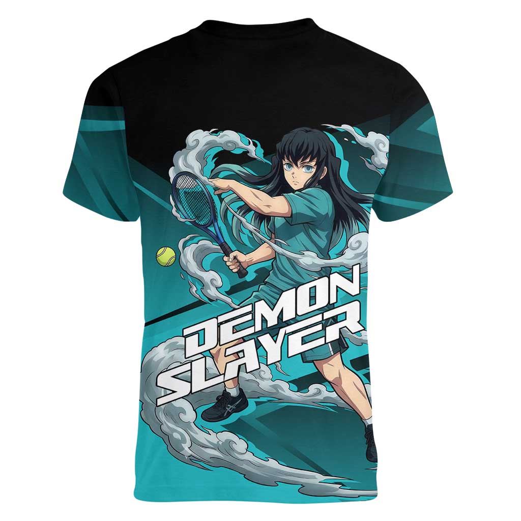 Muichiro Tokito Mist Hashira Women V-Neck T-Shirt Sporty Anime Mashup Style